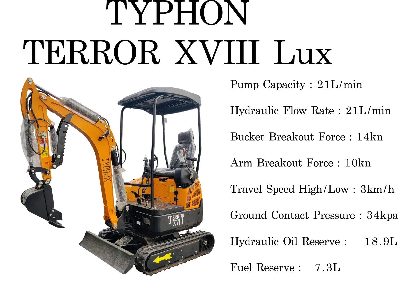 4,000 lbs Terror XVIII Mini Excavator, EPA KUBOTA D902 Engine Micro DIgger USA