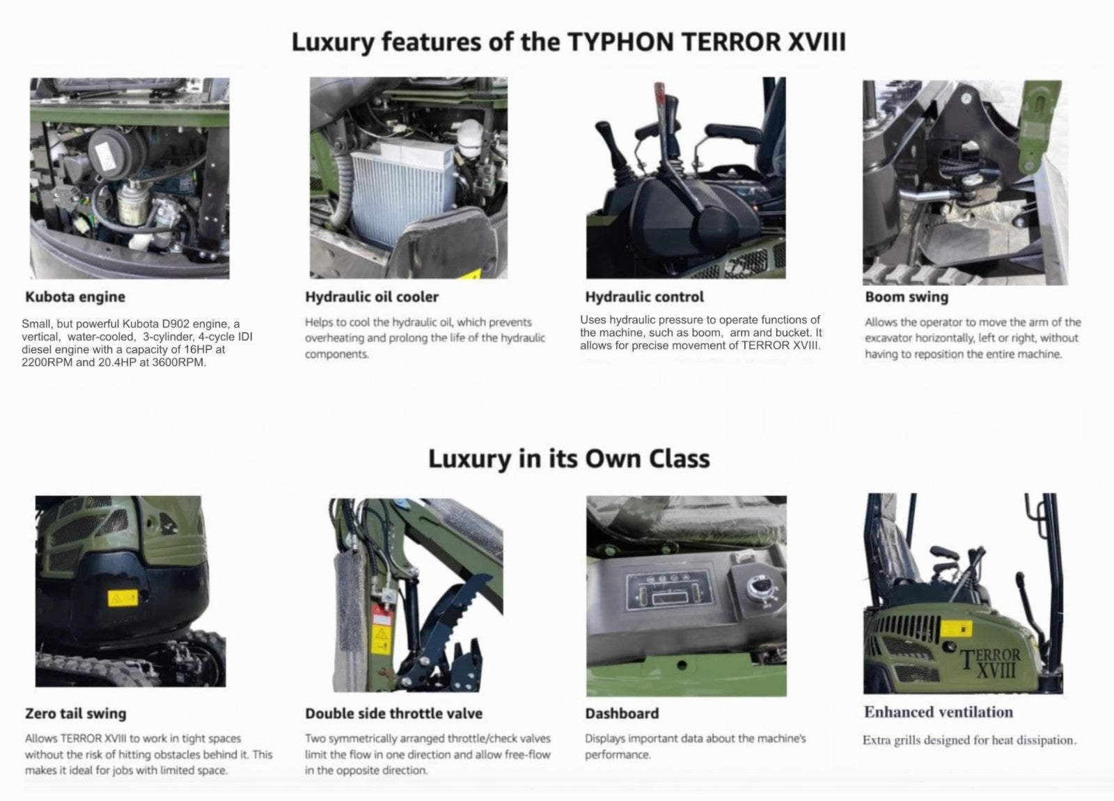 KUBOTA D902 Diesel 4,000 lbs TERROR XVIII Mini Hydraulic Excavator USA STOCK