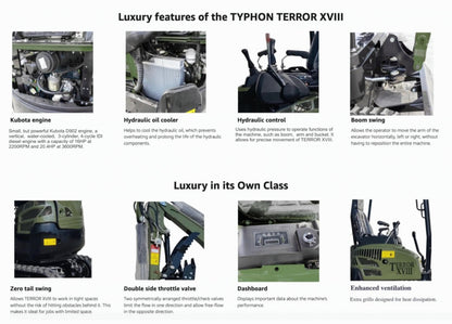 KUBOTA D902 Diesel 4,000 lbs TERROR XVIII Mini Hydraulic Excavator USA STOCK