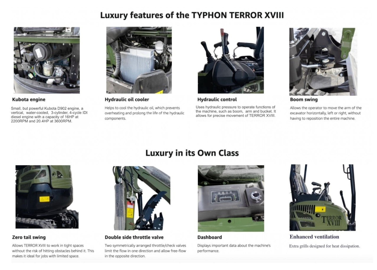 2026 New Arrival 2 Ton Mini Excavator TERROR XVIII Small Digger, KUBOTA D902