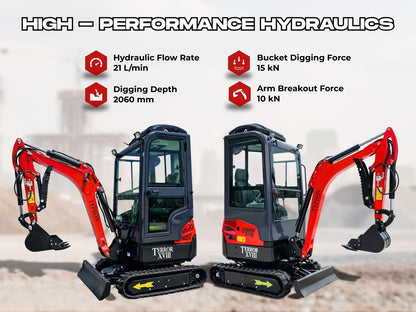2 Ton TERROR XVIII Mini Excavator, USA KUBOTA D902 Diesel Engine Micro Crawler