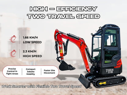 2 Ton TERROR XVIII Mini Excavator, USA KUBOTA D902 Diesel Engine Micro Crawler