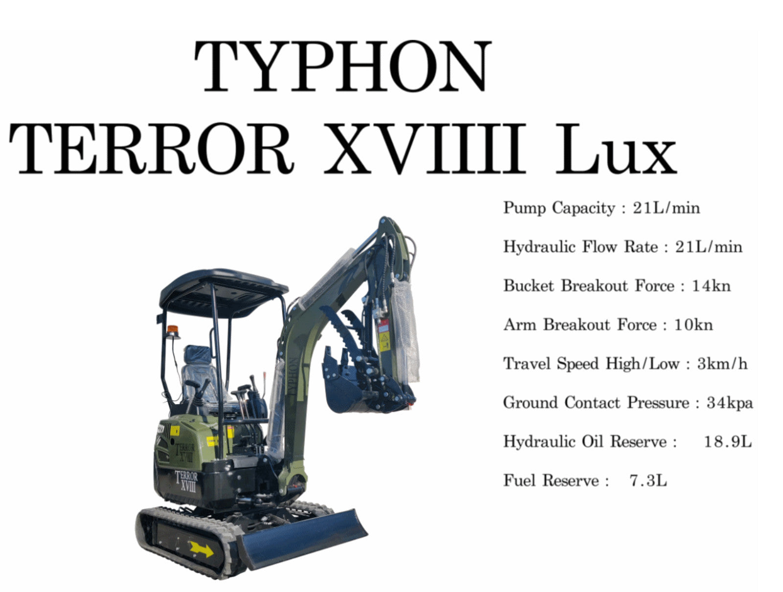 KUBOTA D902 Diesel 4,000 lbs TERROR XVIII Mini Hydraulic Excavator USA STOCK