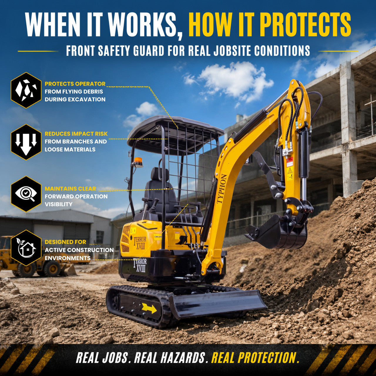 4,000 lbs Terror XVIII Mini Excavator, EPA KUBOTA D902 Engine Micro DIgger USA